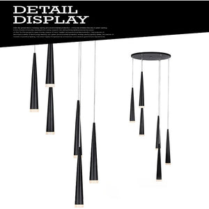 Contemporary Black LED Pendant Light for Stairwell Seus Lighting