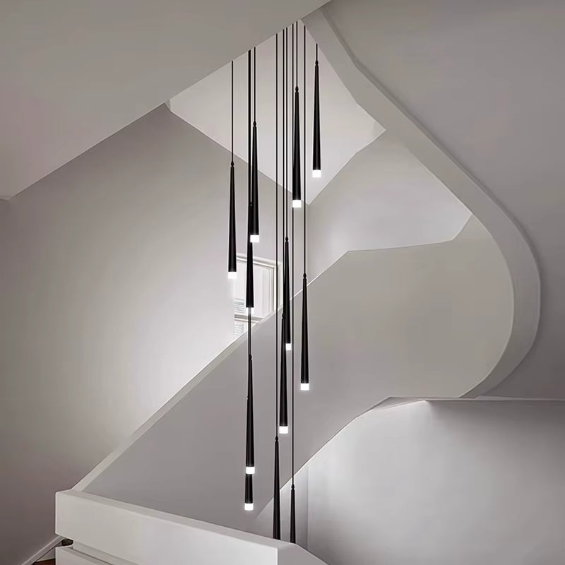 Contemporary Black LED Pendant Light for Stairwell Seus Lighting