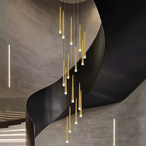 Contemporary Black LED Pendant Light for Stairwell Seus Lighting