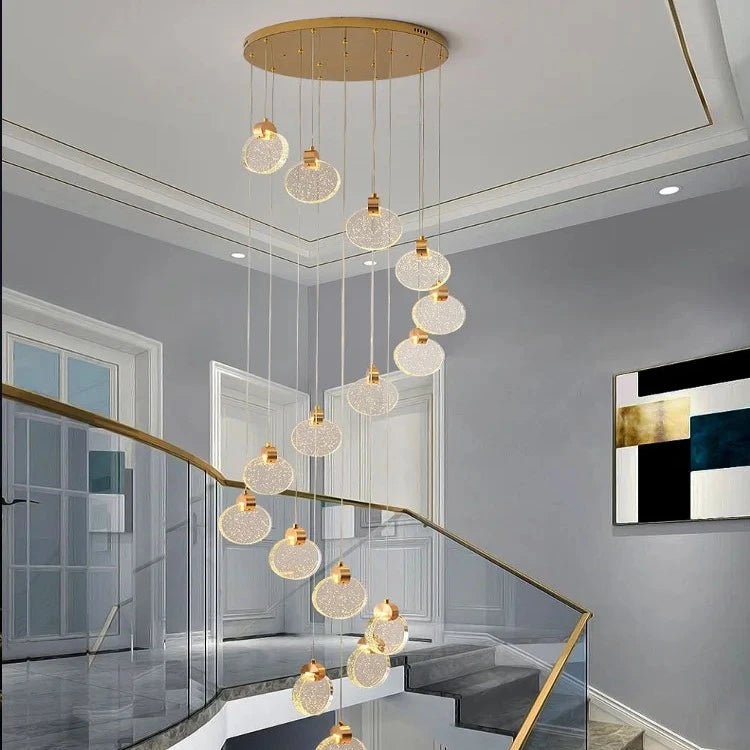 Contemporary LED Chandelier with Crystal Pendant Seus Lighting