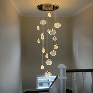 Contemporary LED Chandelier with Crystal Pendant Seus Lighting