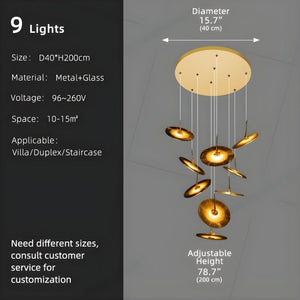 Coren Multi Glass Pendant Chandelier Seus Lighting