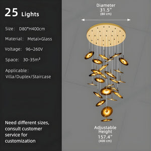 Coren Multi Glass Pendant Chandelier Seus Lighting