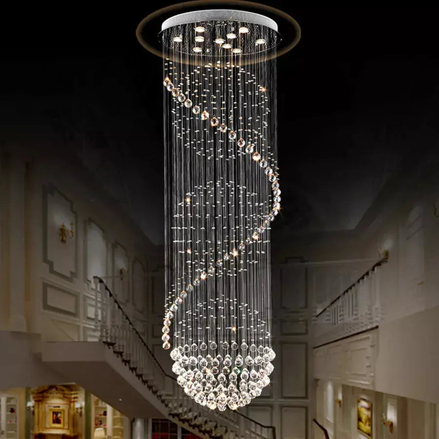 Crystal High Ceiling Stairwell Lighting - Pendant Light