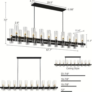 Cyral Modern Linear Kitchen Chandelier Black Seus Lighting