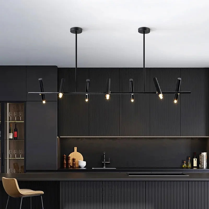 Doreen Modern Black Linear Chandelier Seus Lighting