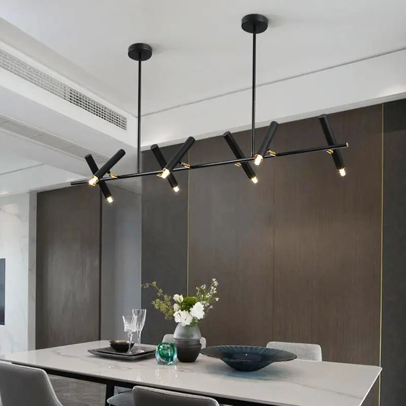 Doreen Modern Black Linear Chandelier Seus Lighting