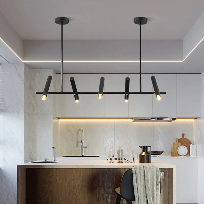 Doreen Modern Black Linear Chandelier 5headchangeable Seus Lighting