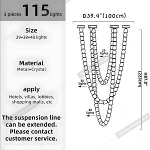 Dreon Large Crystal Chain Chandelier Seus Lighting