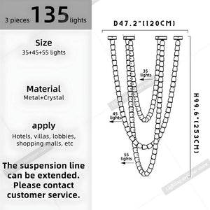 Dreon Large Crystal Chain Chandelier Seus Lighting