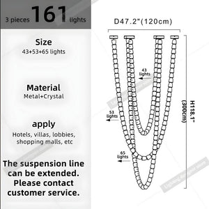 Dreon Large Crystal Chain Chandelier Seus Lighting