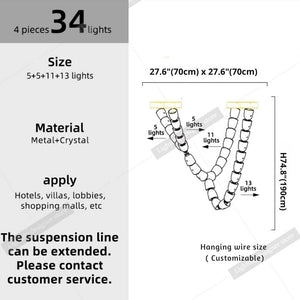 Dreon Large Crystal Chain Chandelier Seus Lighting