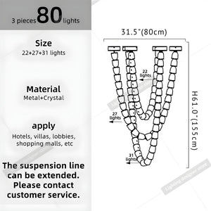 Dreon Large Crystal Chain Chandelier Seus Lighting