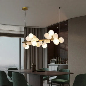 Eli Glass Globes Linear Chandelier For Dining Room Seus Lighting
