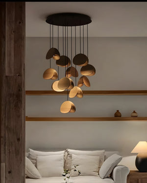 Elor Contemporary Wood Multi Light Pendant Seus Lighting