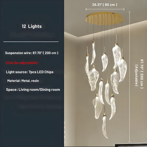 Elyorn Leaves Design High Ceiling Foyer Chandelier Seus Lighting