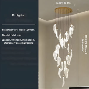 Elyorn Leaves Design High Ceiling Foyer Chandelier Seus Lighting