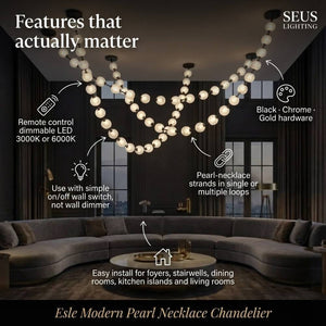 Esle Modern Pearl Necklace Chandelier Seus Lighting