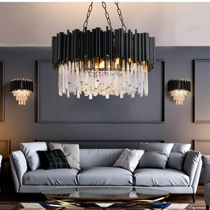 Finn Modern Black Crystal Chandelier for Living Room Seus Lighting