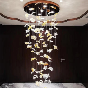 Glass Maple Leaf Hanging Light for Staircase Seus Lighting