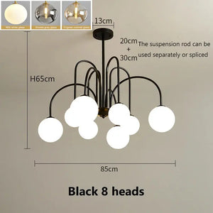 8 Light Led Glass Ball Chandelier Black/Gold - Chandeliers
