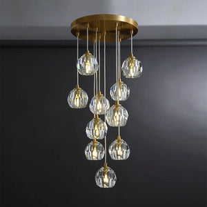 Gold Crystal Ball Chandelier for High Ceiling & Staircase Seus Lighting