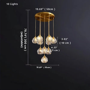 Gold Crystal Ball Chandelier for High Ceiling & Staircase Seus Lighting