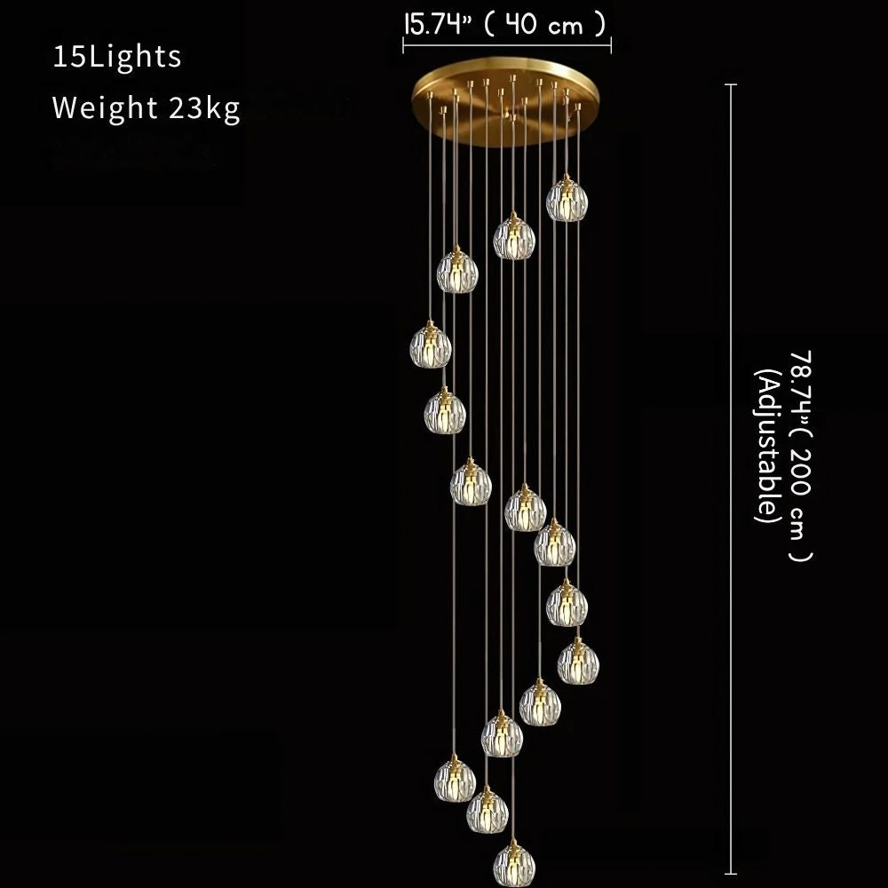 Gold Crystal Ball Chandelier for High Ceiling & Staircase  Seus Lighting