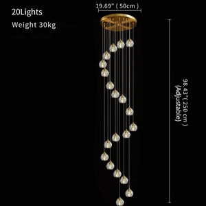 Gold Crystal Ball Chandelier for High Ceiling & Staircase Seus Lighting