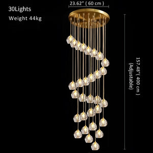Gold Crystal Ball Chandelier for High Ceiling & Staircase Seus Lighting