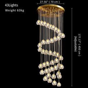 Gold Crystal Ball Chandelier for High Ceiling & Staircase Seus Lighting