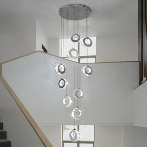 Gold Crystal Spiral Chandelier for Staircase Foyer Seus Lighting