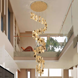 Gold Dimmable High Ceiling Crystal Chandelier Seus Lighting