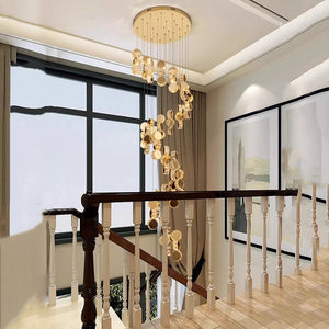 Gold Dimmable High Ceiling Crystal Chandelier Seus Lighting