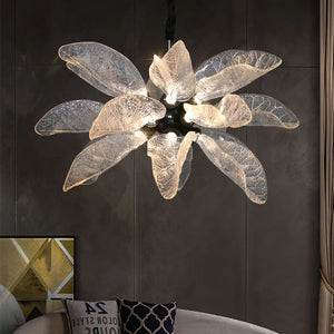 Milen Modern Crystal Leaf Chandelier - Black/Gold Seus Lighting