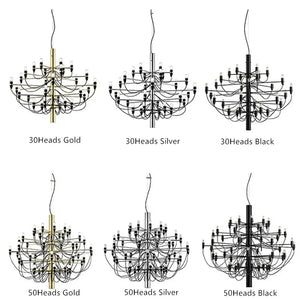 Gino Sarfatti Style Led Pendant Chandelier Black/Silver/Gold Seus Lighting