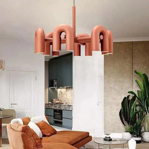 Art Decor Style U Shaped Chandelier Black/Orange/Blue/Grey Seus Lighting