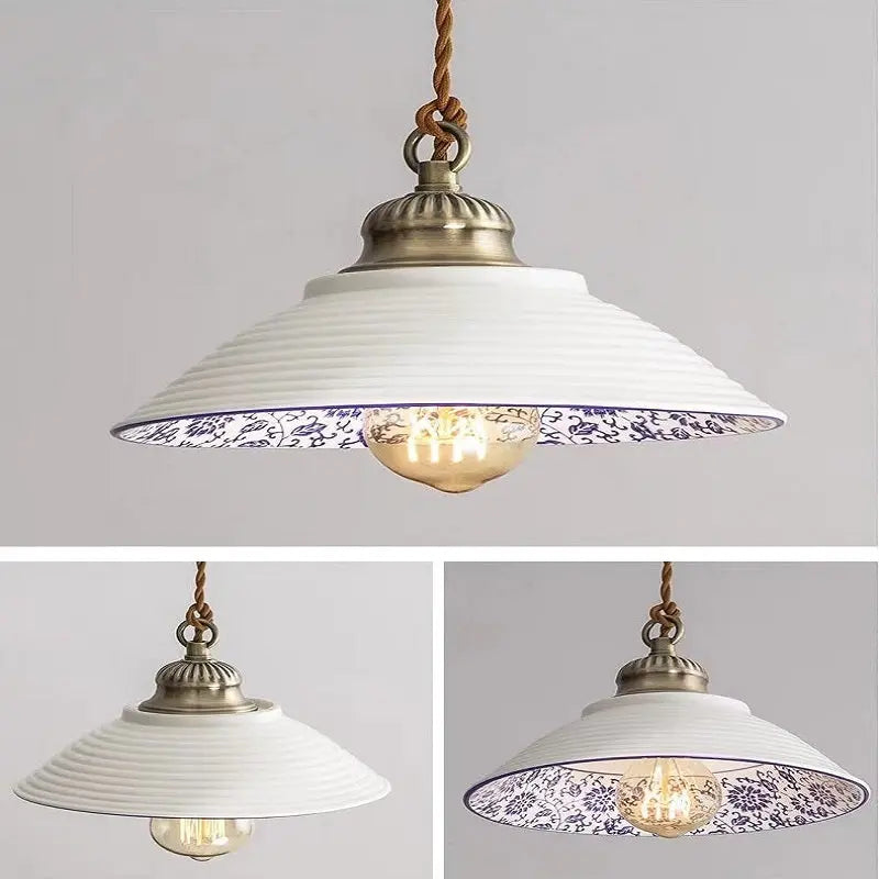 Handmade White Ceramic Pendant Light Seus Lighting