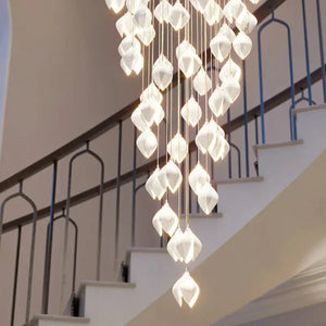 Hanging Ceramic Magnolia Staircase Chandelier Seus Lighting