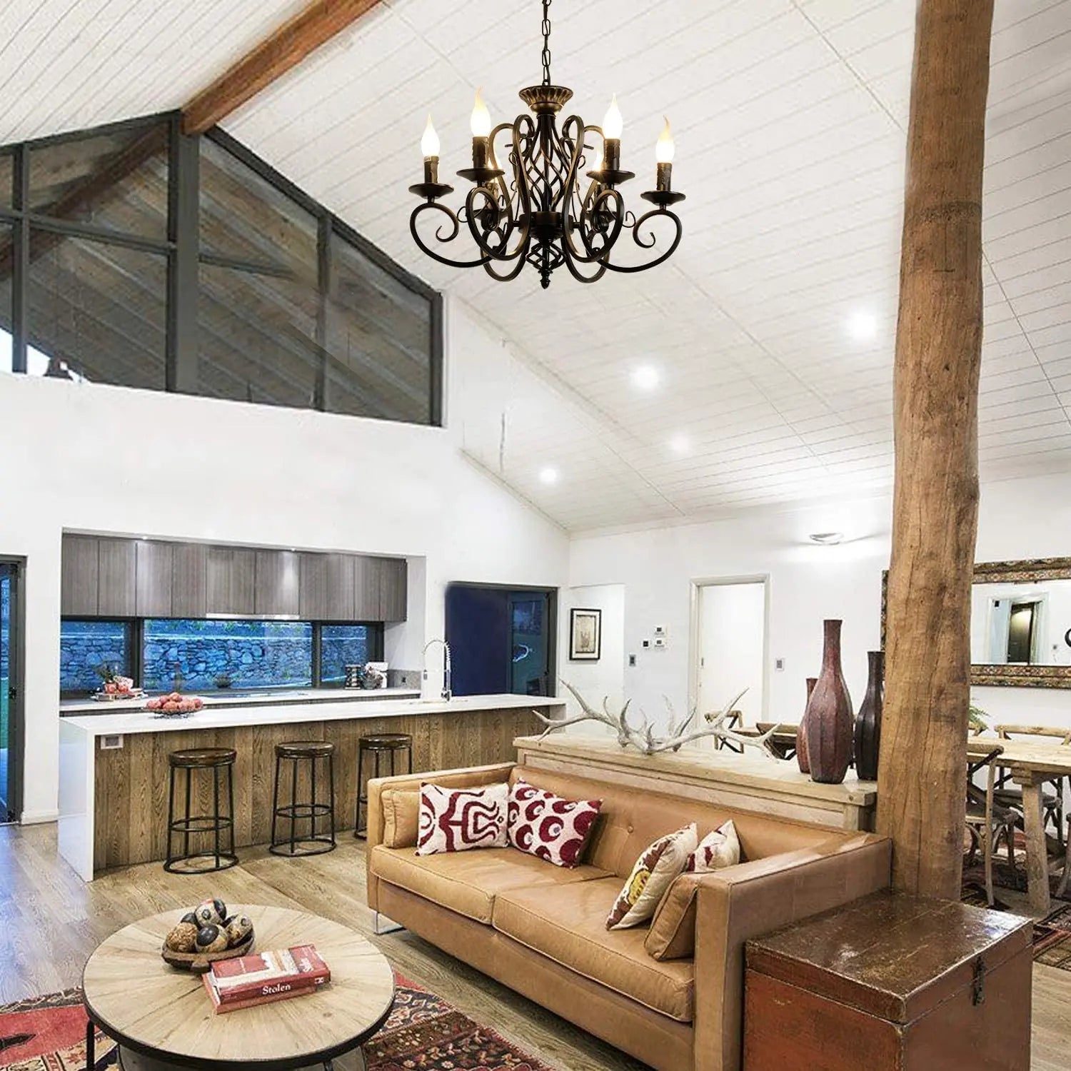 Hazel Black Rustic Outdoor Chandelier Seus Lighting