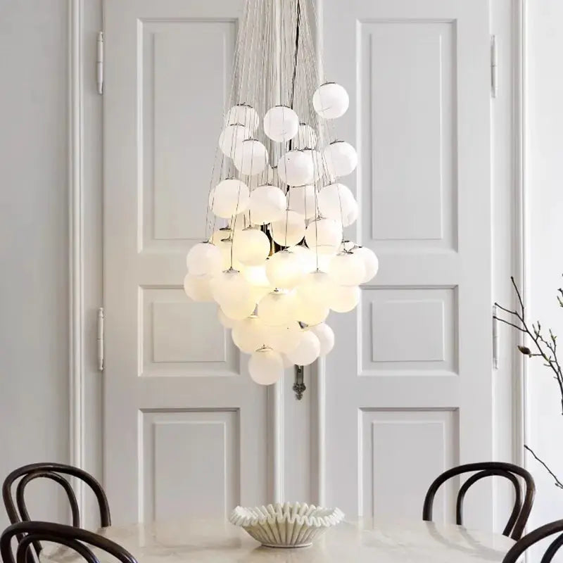 Indoor White Glass Bubble Pendant Ceiling Fixture Seus Lighting