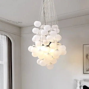 Indoor White Glass Bubble Pendant Ceiling Fixture Seus Lighting