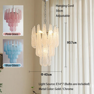 Jia Vintage Glass Water Drop Staircase Chandelier - Chandeliers