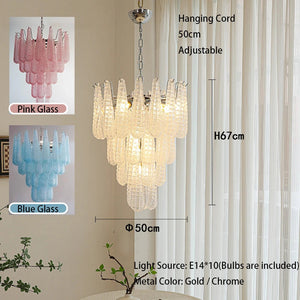 Jia Vintage Glass Water Drop Staircase Chandelier - Chandeliers