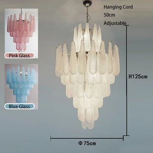 Jia Vintage Glass Water Drop Staircase Chandelier - Chandeliers