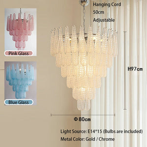 Jia Vintage Glass Water Drop Staircase Chandelier - Chandeliers