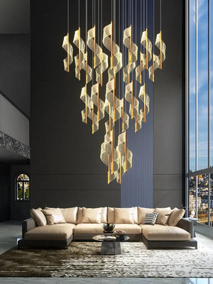 Kael Cascading Spiral Foyer Chandelier Seus Lighting