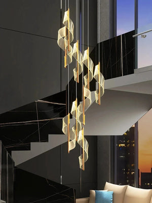 Kael Cascading Spiral Foyer Chandelier Seus Lighting