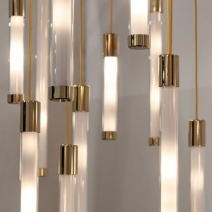 Kate Modern Gold Tube LED Staircase Chandelier Seus Lighting