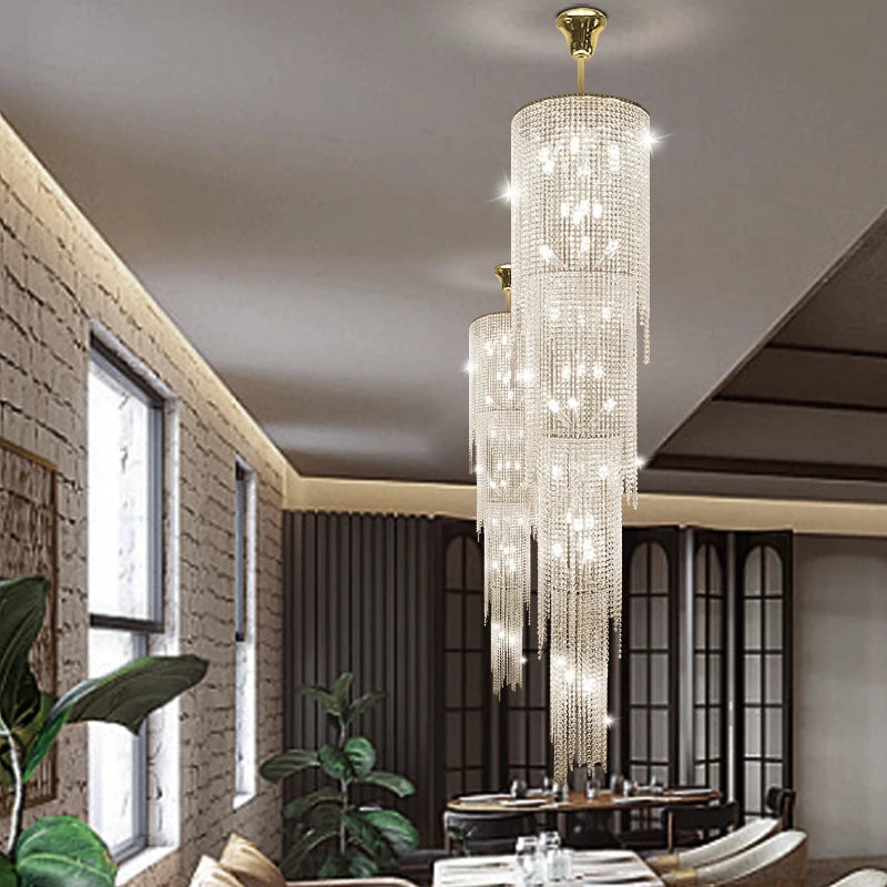 Kyra Real Crystal Staircase Chandelier Seus Lighting